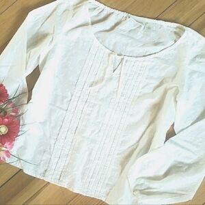 {LIZ CLAIBORNE} Crisp White Eyelet Boho Blouse